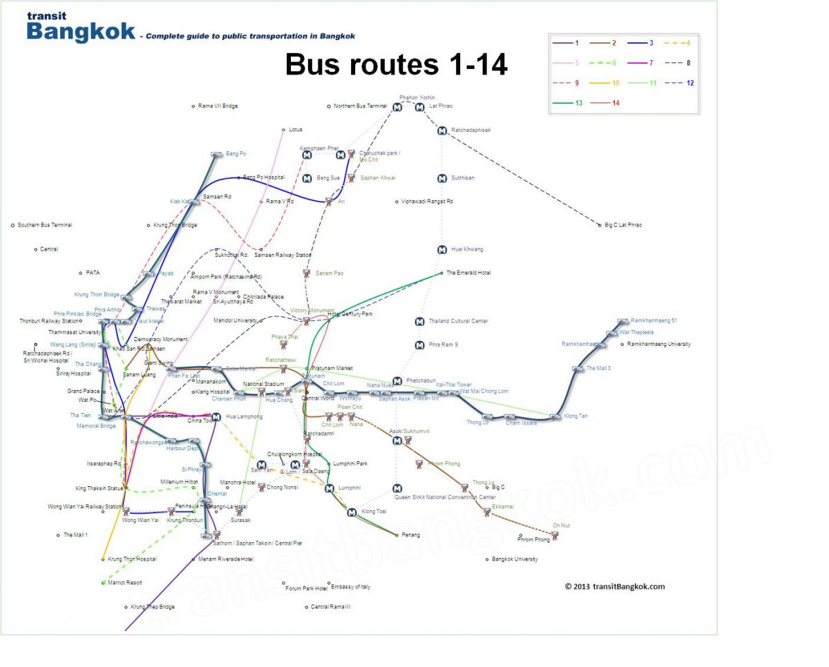 Mappa della stazione degli autobus di Bangkok (Krung Thep)