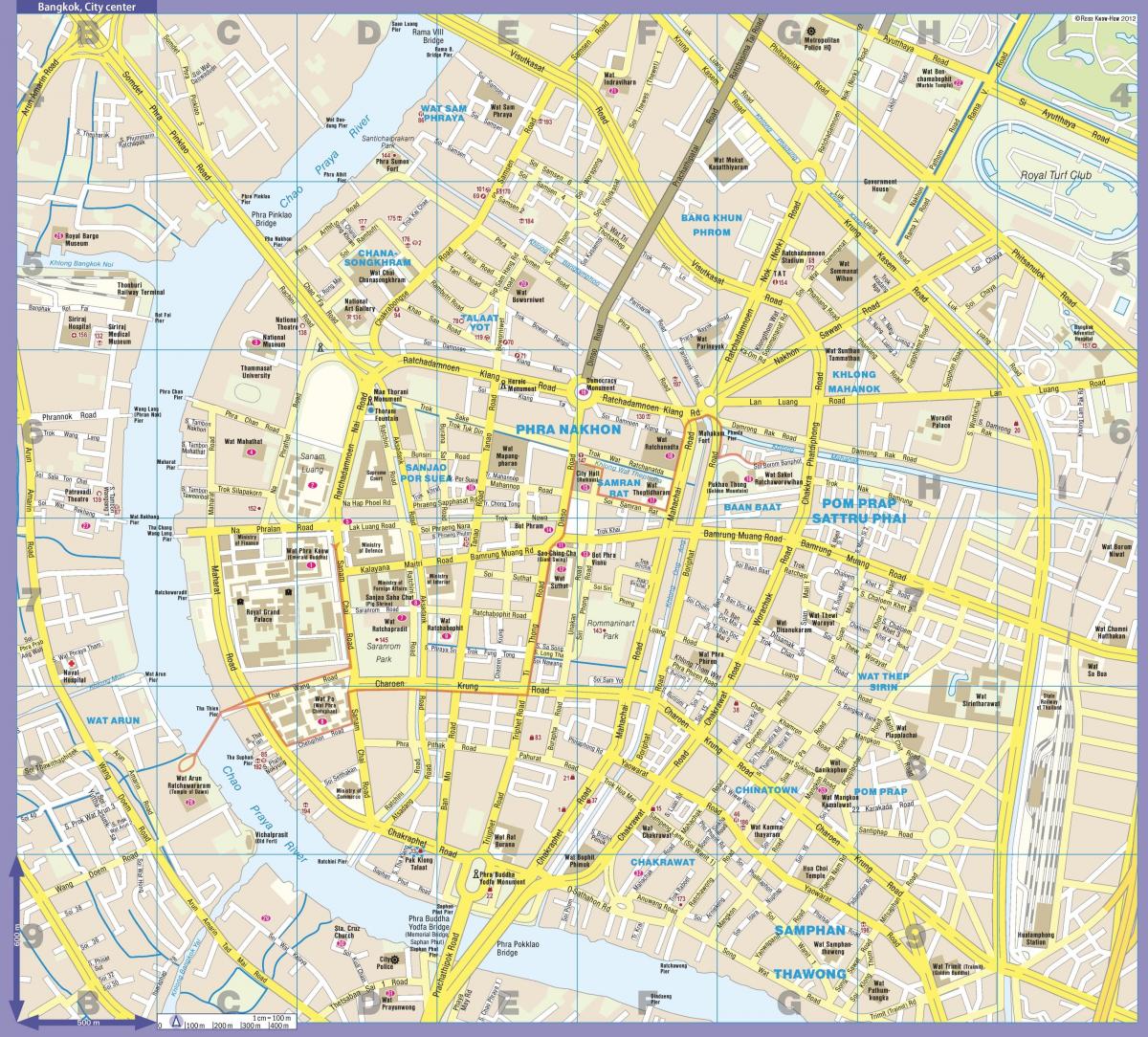 Bangkok (Krung Thep) centro città mappa