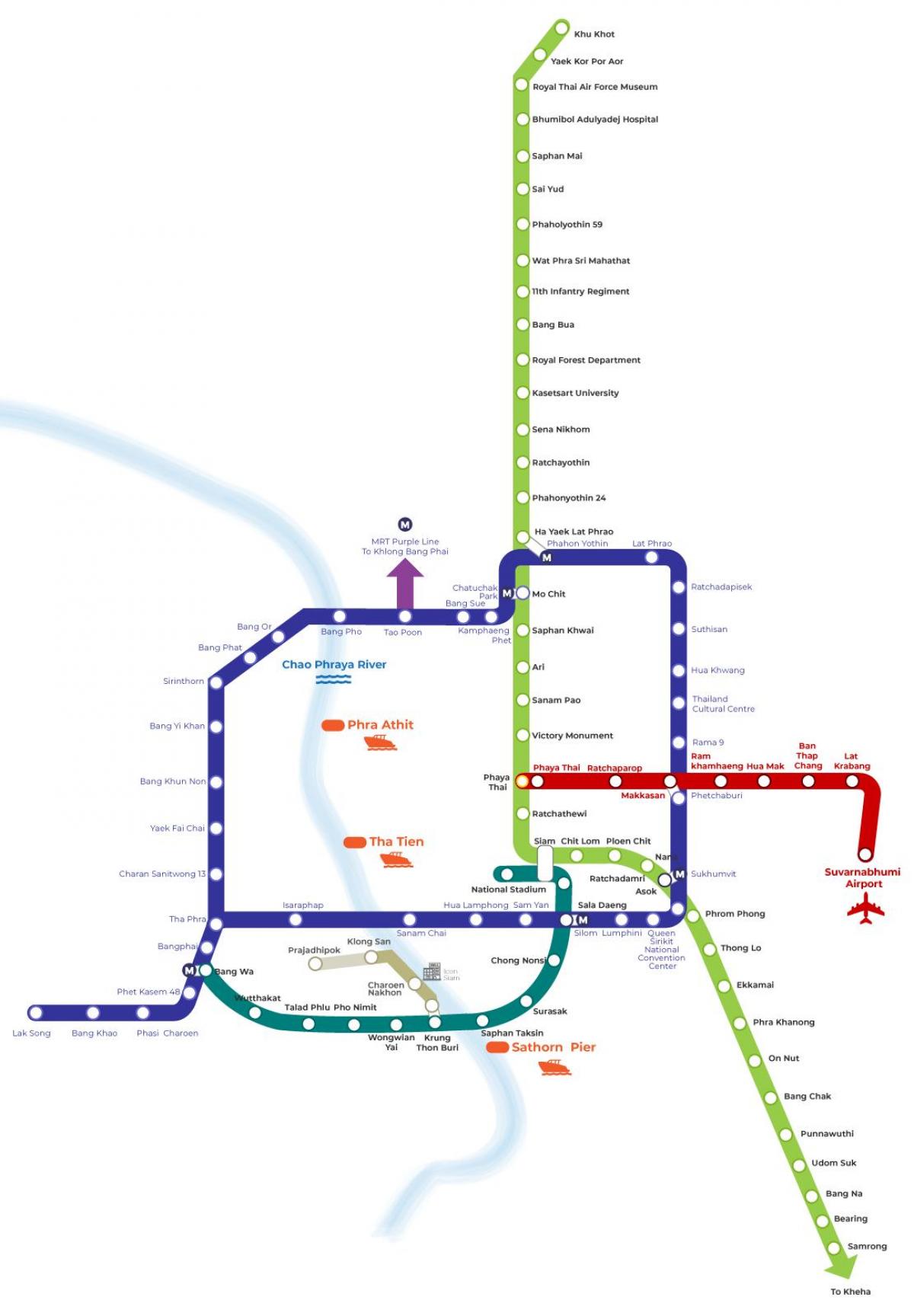 Mappa della stazione della metropolitana di Bangkok (Krung Thep)