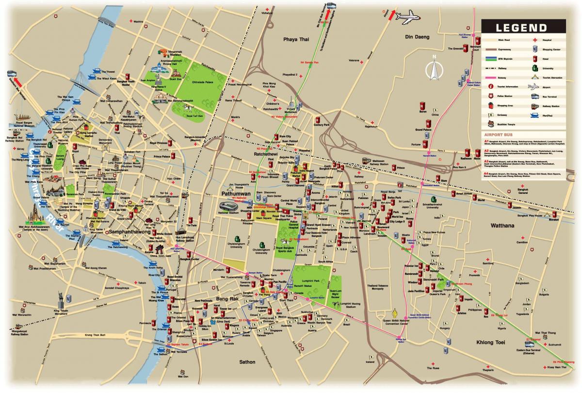 Mappa della città di Bangkok (Krung Thep)