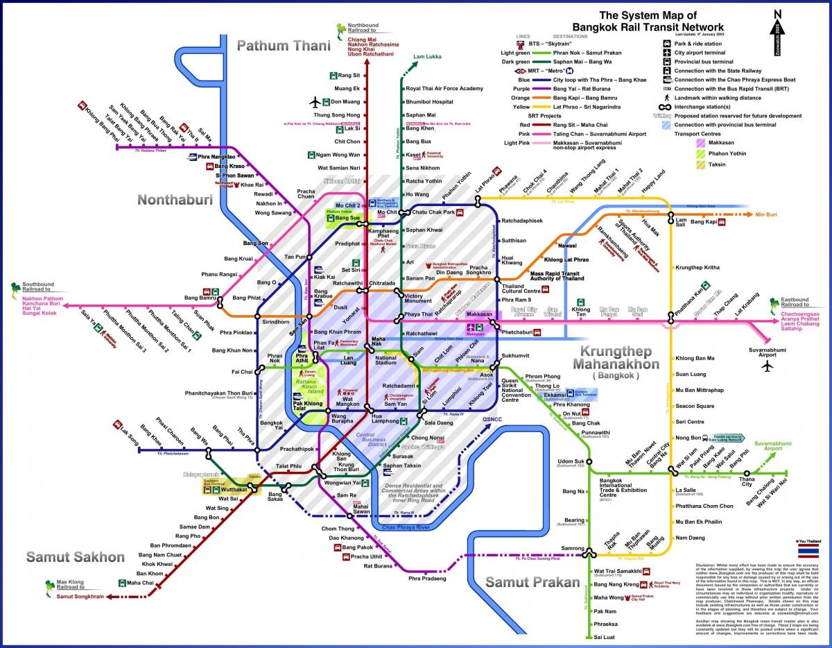 Mappa delle stazioni ferroviarie di Bangkok (Krung Thep)