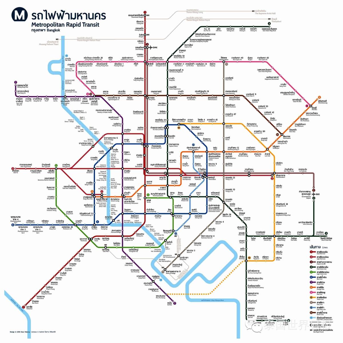 Mappa dei trasporti di Bangkok (Krung Thep)