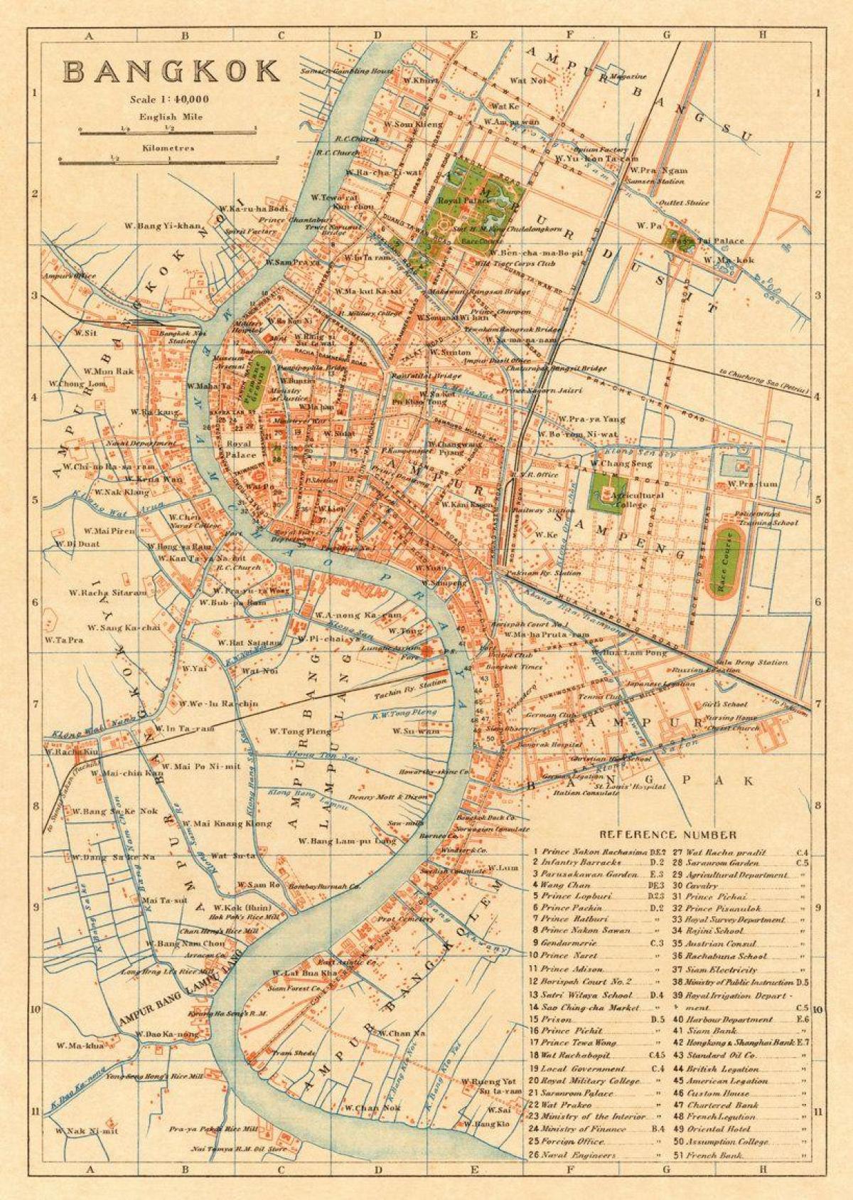 Mappa storica di Bangkok (Krung Thep)